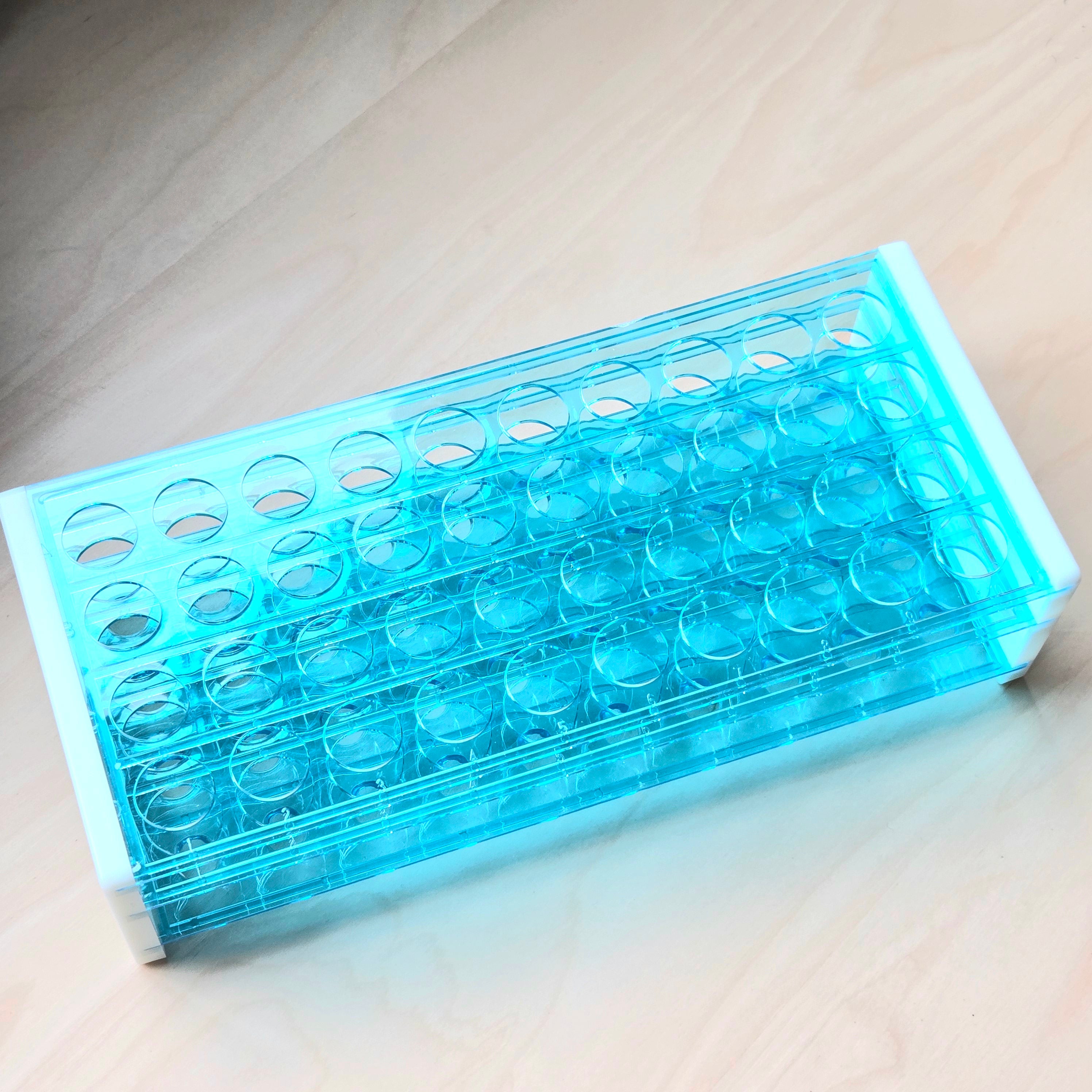 ペンボトルスタンド ペン型容器ホルダー 18mm40穴 ブルー ガラス絵の具