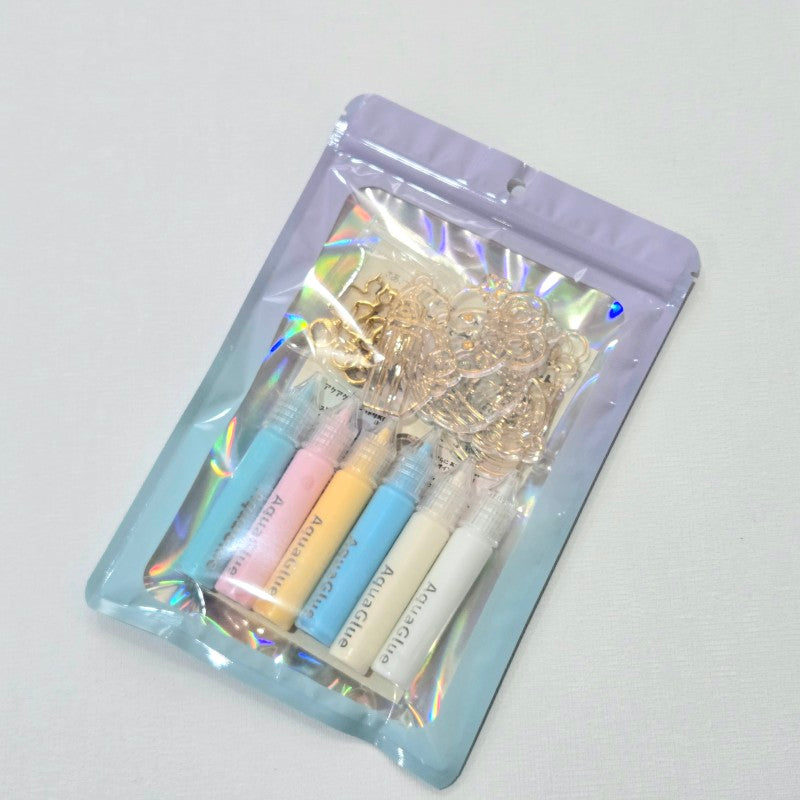 アクアアートであそぼ！パレット 【送料無料】 アートプレート5枚　アクアグルー6本　ねこ型ナスカン3個付き