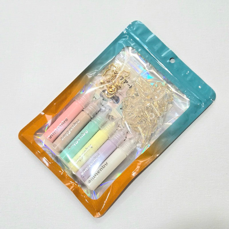 アクアアートであそぼ！パレット　アートプレート5枚　アクアグルー6本　ねこ型ナスカン3個付き