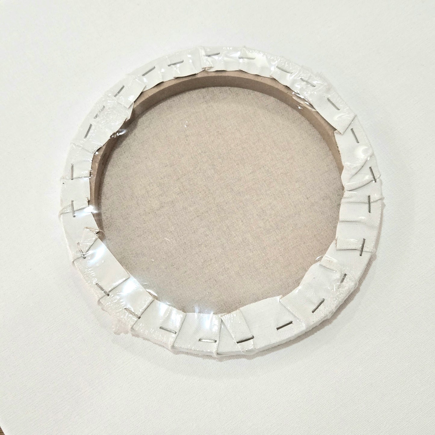 丸型 キャンバスボード 【直径20cm 麻】 ストレッチキャンバス 木枠張り