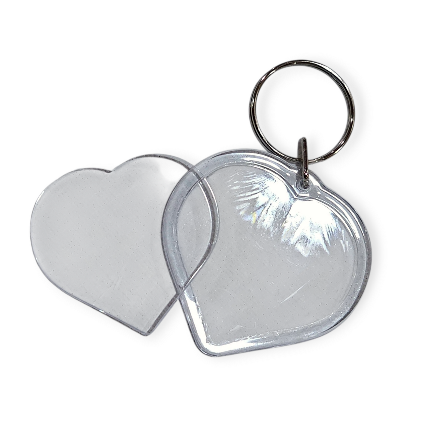 【いずれか10点】 パチッとフタをハメるだけ　クリアキーホルダー　スクエア　丸　ハート　長方形　四角