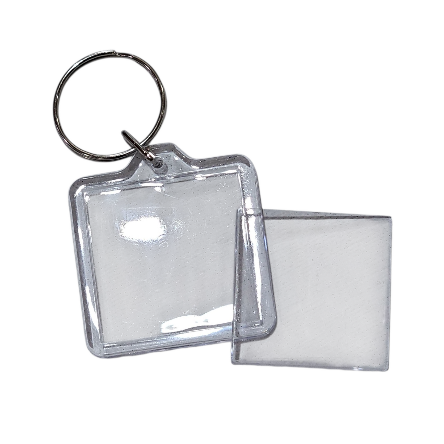 【いずれか10点】 パチッとフタをハメるだけ　クリアキーホルダー　スクエア　丸　ハート　長方形　四角