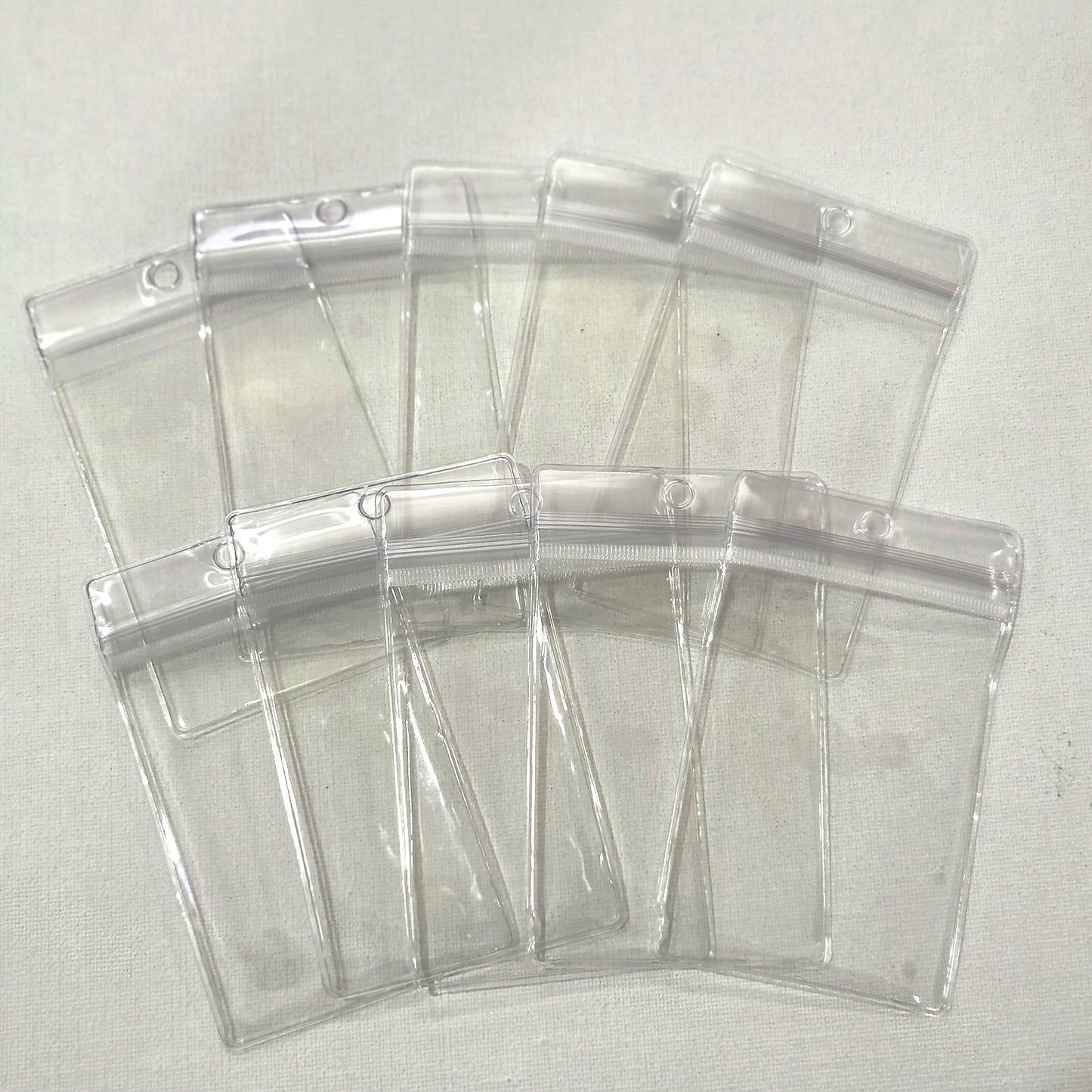 PVC クリア袋 穴あり 【10枚セット】 二重叶う結紐 追加できます チャック付き袋 ジッパー袋 キーホルダー穴つき