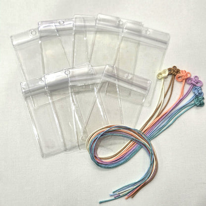 PVC クリア袋 穴あり 【10枚セット】 二重叶う結紐 追加できます チャック付き袋 ジッパー袋 キーホルダー穴つき