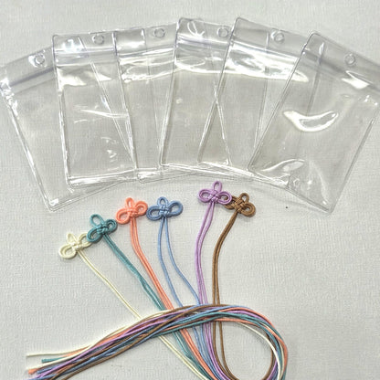 PVC クリア袋 穴あり 【6枚セット】 二重叶う結紐 追加できます チャック付き袋 ジッパー袋 キーホルダー穴つき