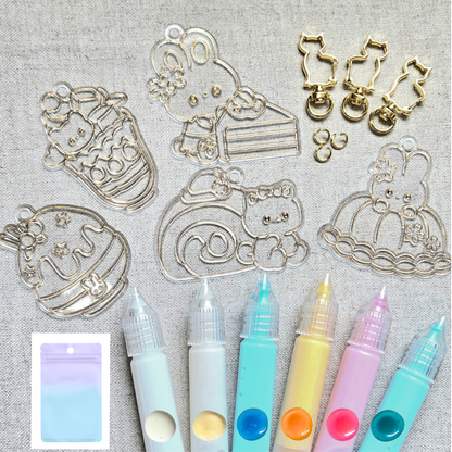 アクアアートであそぼ！パレット　アートプレート5枚　アクアグルー6本　ねこ型ナスカン3個付き