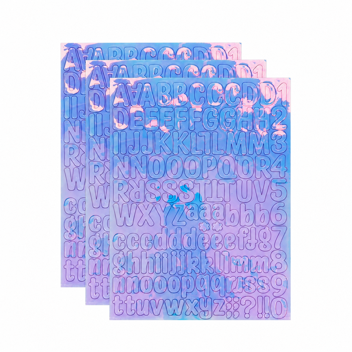 オーロラ アルファベット・数字シール 同柄3シートセット